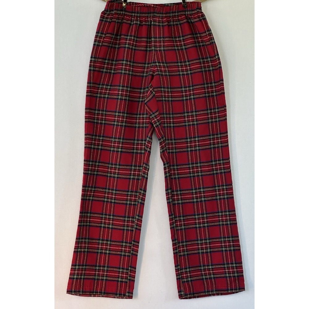 LL Bean Retro Pajama Pants Kid's Sz M 10 / 12 Red Tartan
